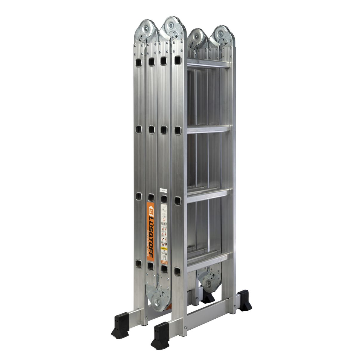 ESCALERA PLEGABLE DE ALUMINIO • 16 ESCALONES. LÜSQTOFF